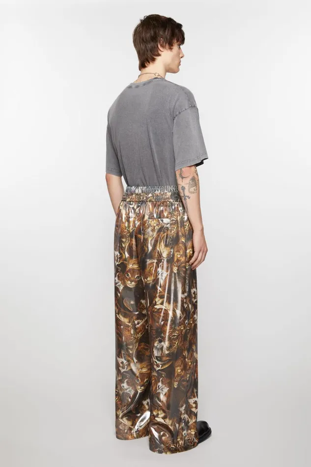 Men Print Trousers Brownmulti Acne Studios Trousers
