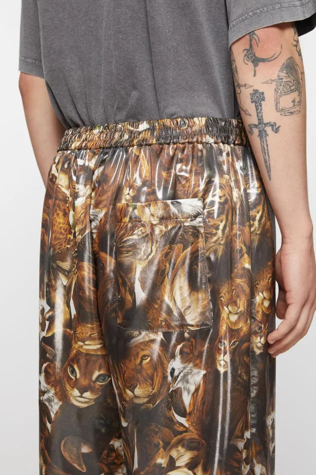 Men Print Trousers Brownmulti Acne Studios Trousers