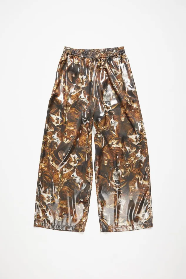 Men Print Trousers Brownmulti Acne Studios Trousers