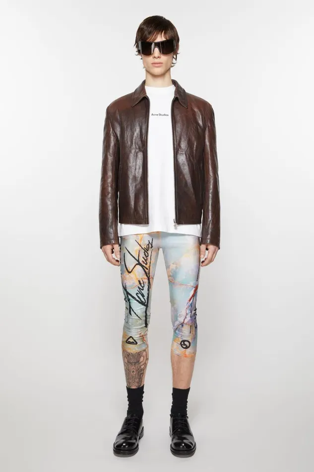 Men Print Trousers Pastel Green Acne Studios Trousers