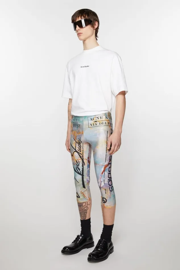 Men Print Trousers Pastel Green Acne Studios Trousers