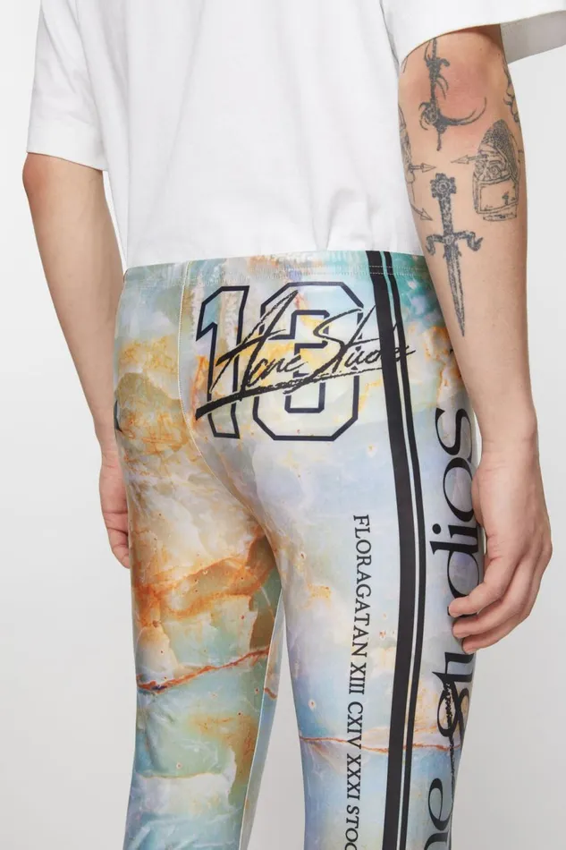 Men Print Trousers Pastel Green Acne Studios Trousers