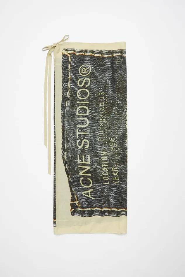 Men Printed Sarong Scarf Beigeblack Acne Studios Scarves