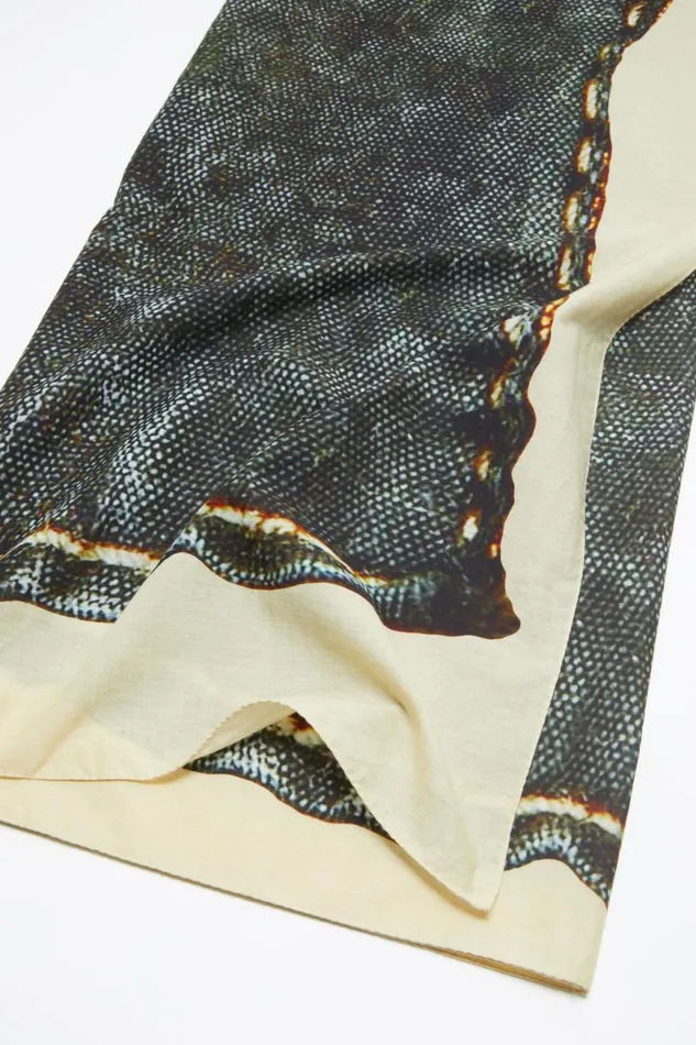 Men Printed Sarong Scarf Beigeblack Acne Studios Scarves