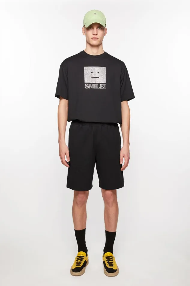 Men Printed Sweat Shorts Black Acne Studios Shorts