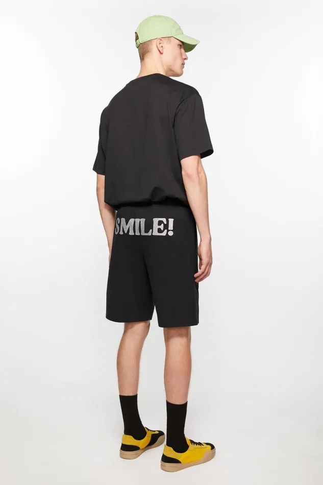 Men Printed Sweat Shorts Black Acne Studios Shorts