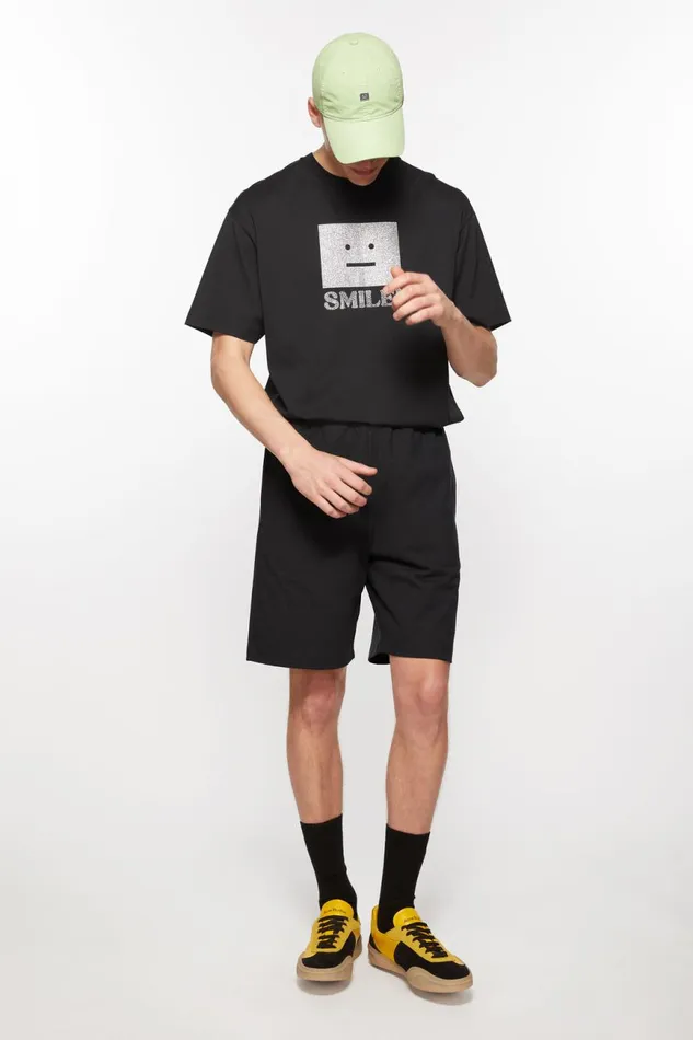 Men Printed Sweat Shorts Black Acne Studios Shorts