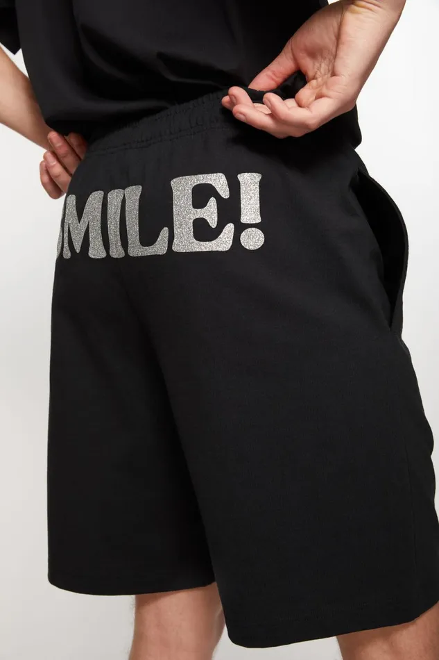 Men Printed Sweat Shorts Black Acne Studios Shorts