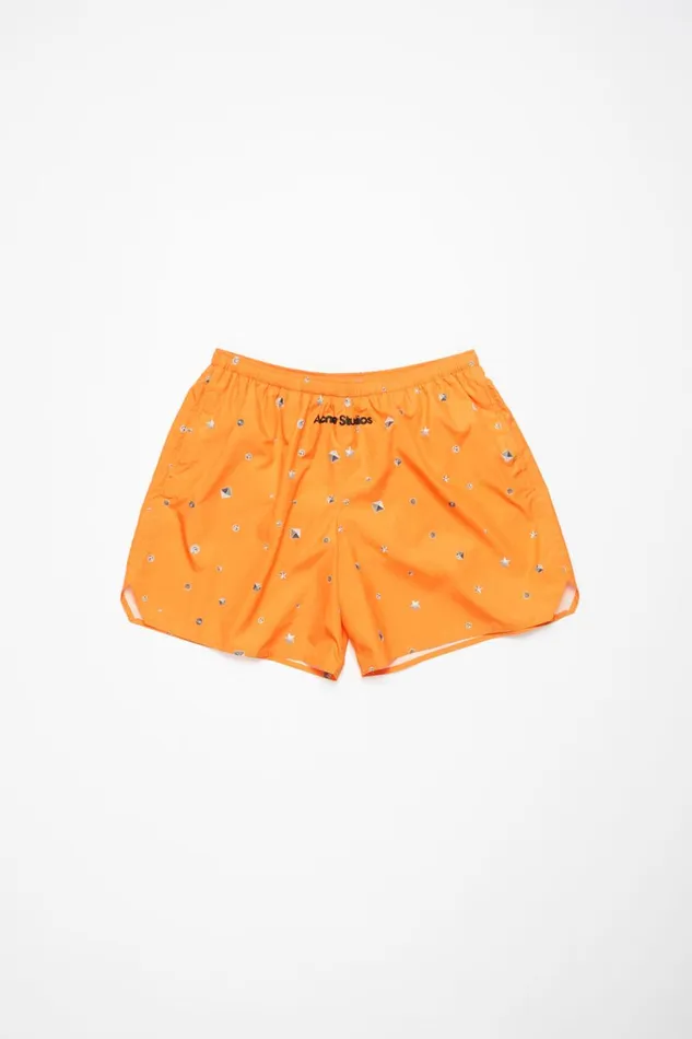 Men Printed Swim Shorts Bright Orange Acne Studios Shorts