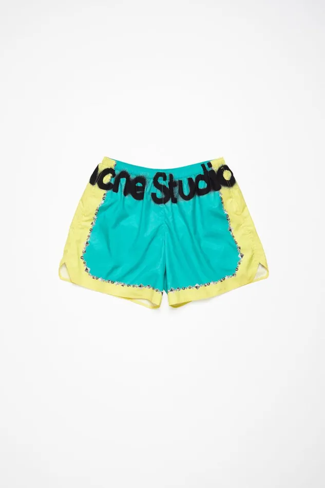 Men Printed Swim Shorts Emerald Green Acne Studios Shorts