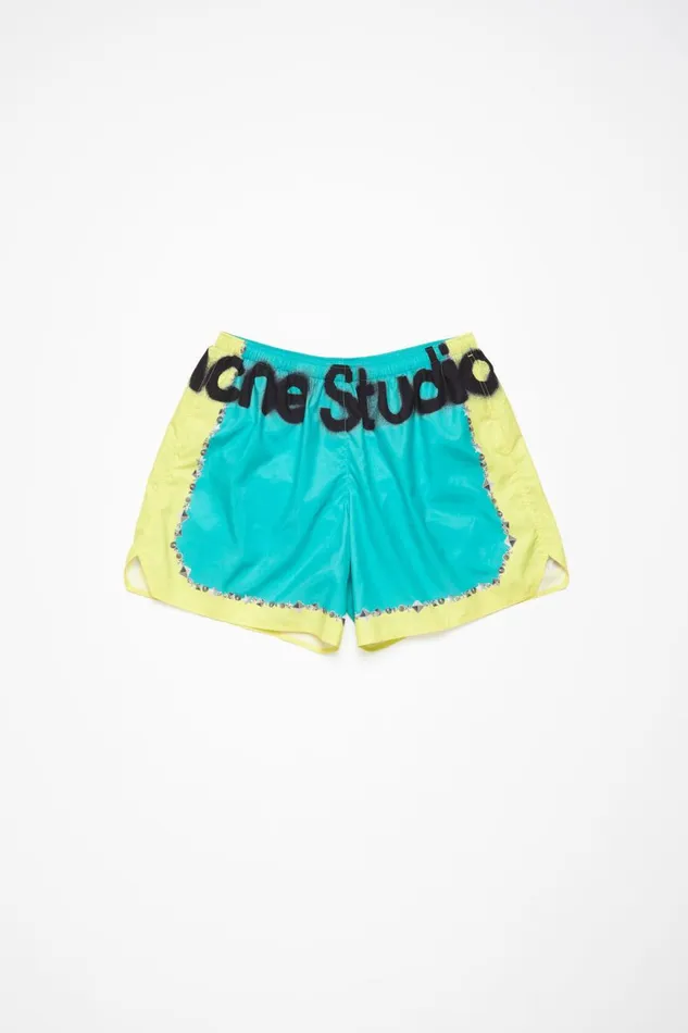Men Printed Swim Shorts Emerald Green Acne Studios Shorts