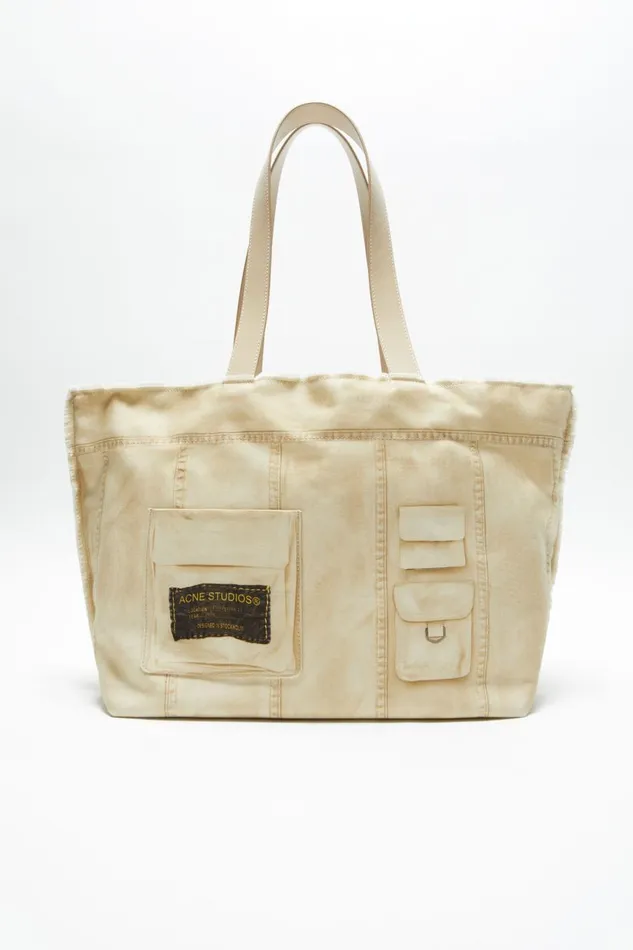 Men Printed Tote Bag Oat Beige Acne Studios Bags