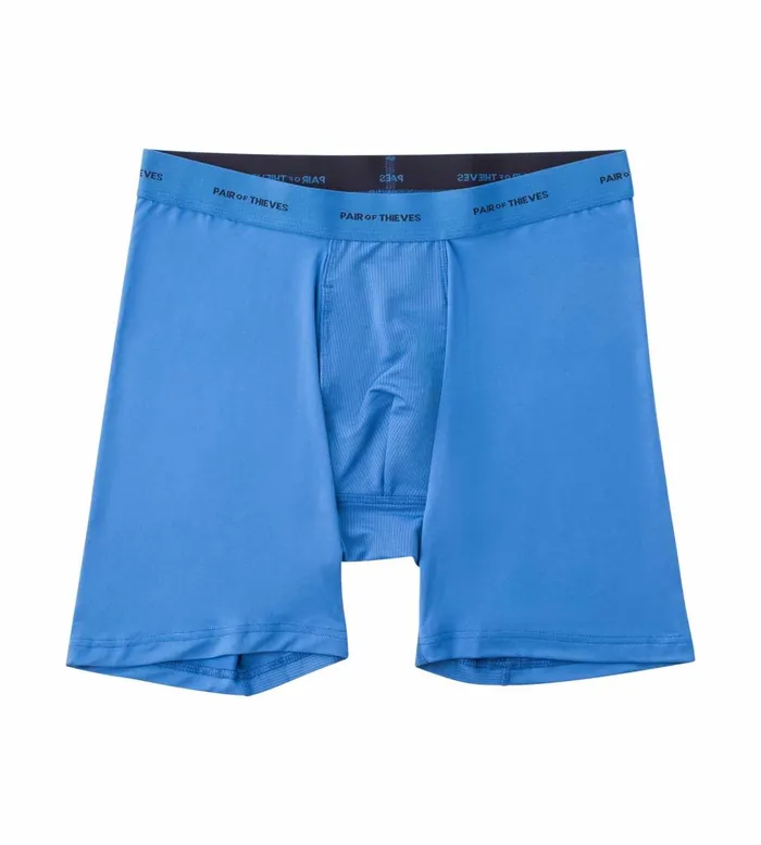 Men Quick Dry Action Blend Long Boxer Briefs Blue Underwear 3 Pack Pair Of Thieves Long Boxer Briefs