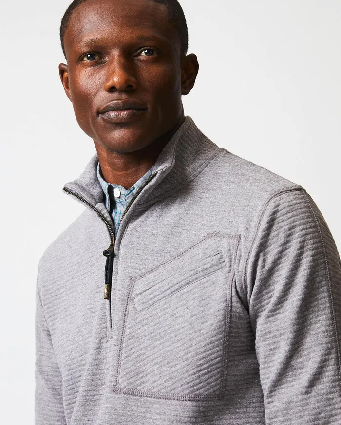 Men Quilted Half Zip Medium Grey Billy Reid Sweaters and Sweatshirts