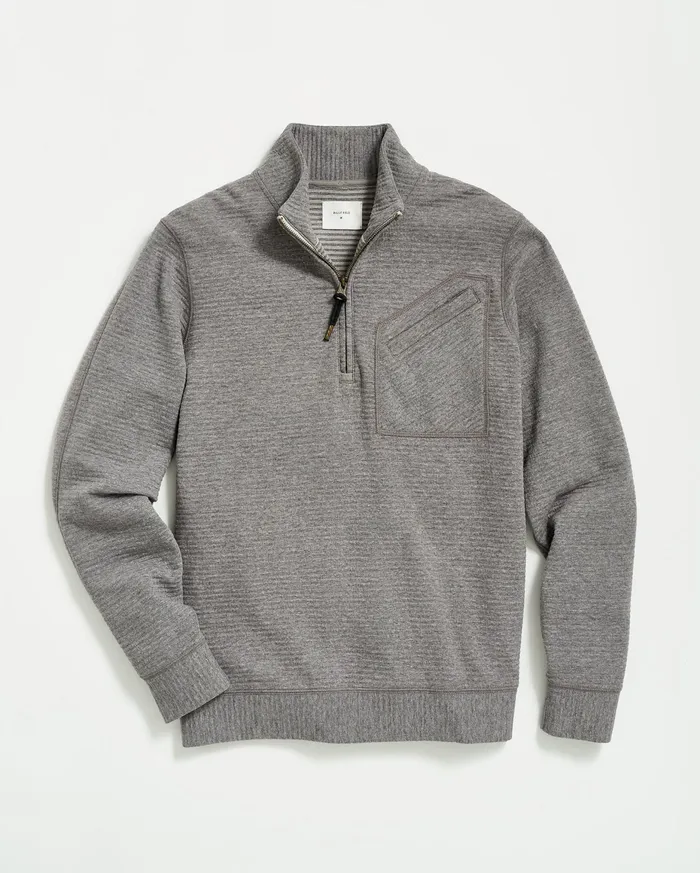 Men Quilted Half Zip Medium Grey Billy Reid Sweaters and Sweatshirts