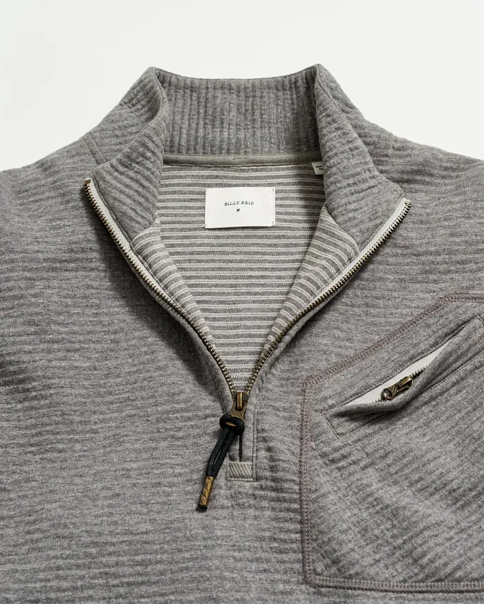 Men Quilted Half Zip Medium Grey Billy Reid Sweaters and Sweatshirts