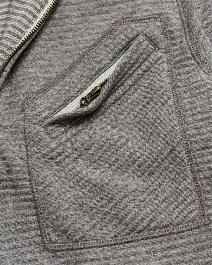 Men Quilted Half Zip Medium Grey Billy Reid Sweaters and Sweatshirts
