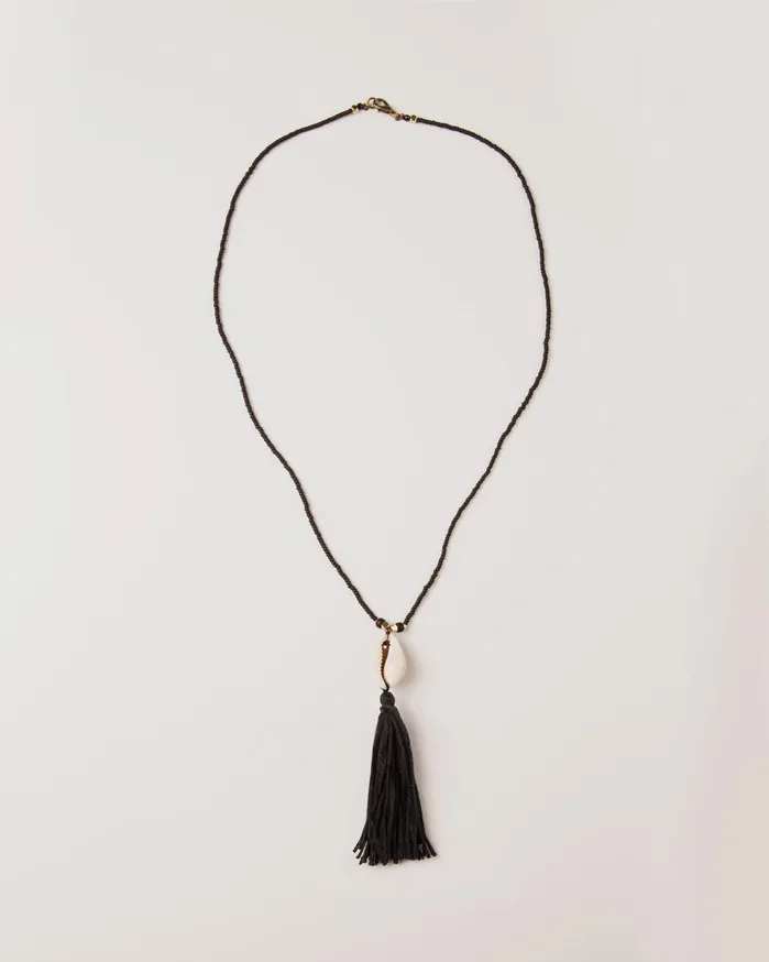 Men Shell Tassle Necklace Black YMC Jewellery