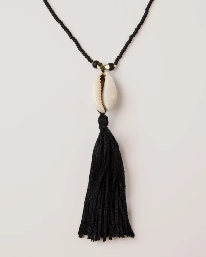 Men Shell Tassle Necklace Black YMC Jewellery