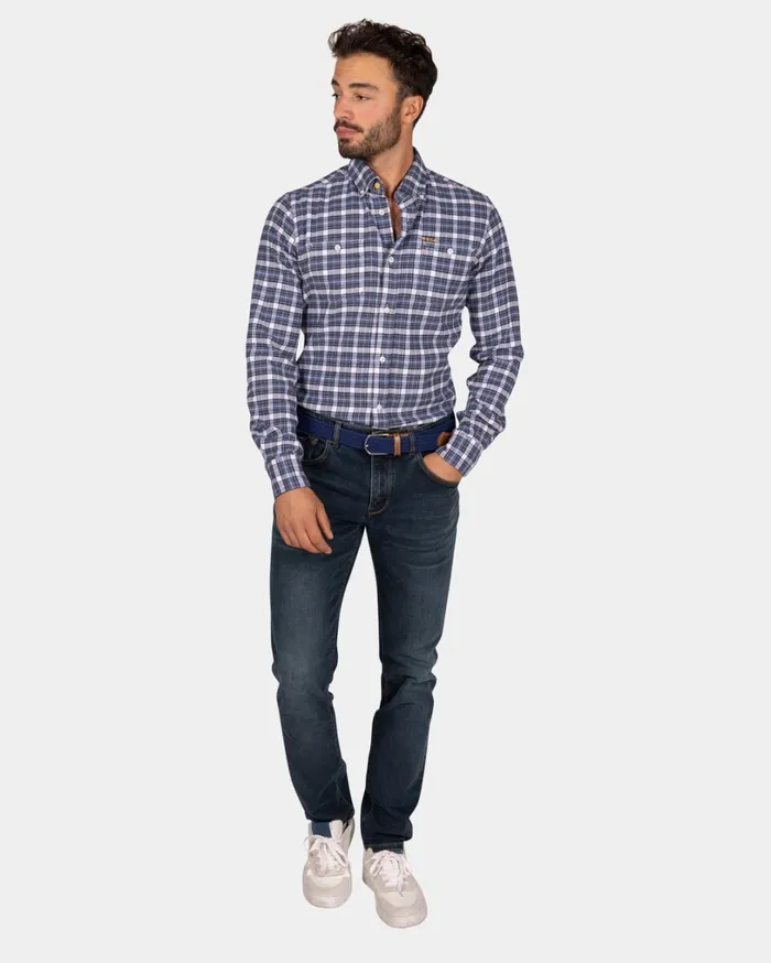 Men Shirts NZA New Zealand Auckland Blue And White Checkered Flannel Shirt 8211 Tin Blue Men Shirts NZA New Zealand Auckland Blue And White Checkered Flannel Shirt 8211 Tin Blue