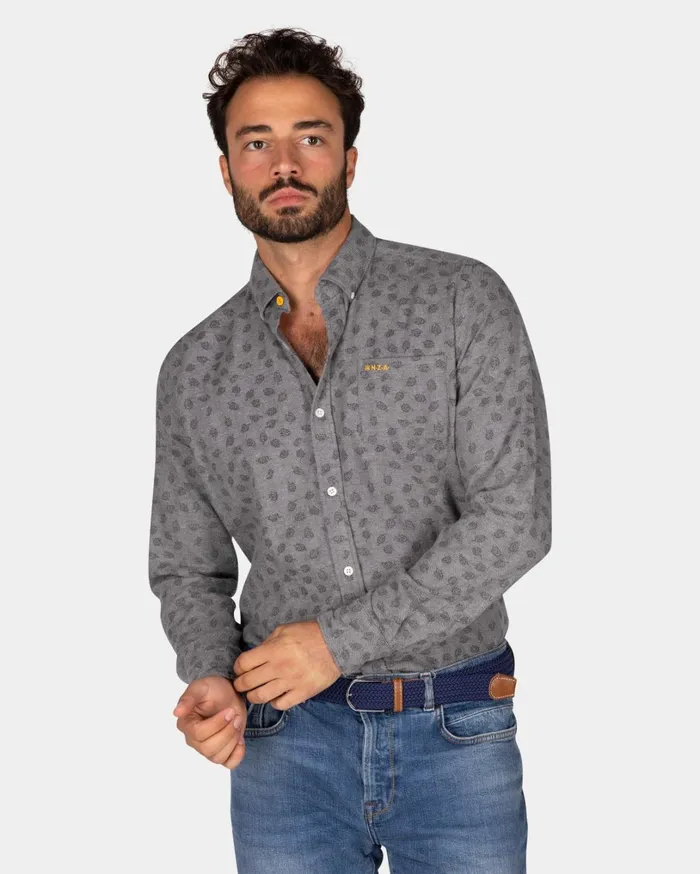 Men Shirts NZA New Zealand Auckland Light Grey Flannel Shirt With Leaf Print 8211 Ash Grey Men Shirts NZA New Zealand Auckland Light Grey Flannel Shirt With Leaf Print 8211 Ash Grey