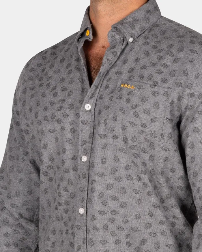 Men Shirts NZA New Zealand Auckland Light Grey Flannel Shirt With Leaf Print 8211 Ash Grey Men Shirts NZA New Zealand Auckland Light Grey Flannel Shirt With Leaf Print 8211 Ash Grey