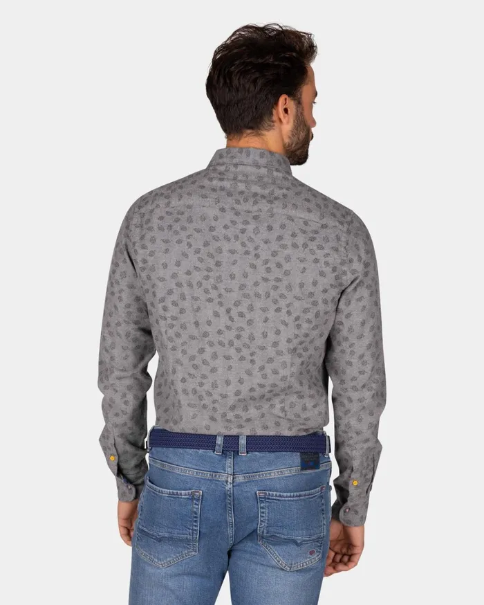 Men Shirts NZA New Zealand Auckland Light Grey Flannel Shirt With Leaf Print 8211 Ash Grey Men Shirts NZA New Zealand Auckland Light Grey Flannel Shirt With Leaf Print 8211 Ash Grey