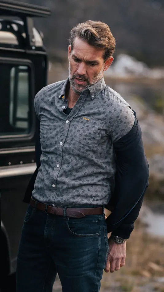 Men Shirts NZA New Zealand Auckland Light Grey Flannel Shirt With Leaf Print 8211 Ash Grey Men Shirts NZA New Zealand Auckland Light Grey Flannel Shirt With Leaf Print 8211 Ash Grey