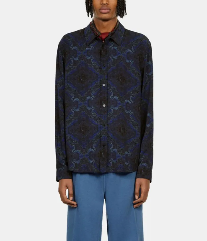 Men Shirts THE KOOPLES Black And Blue Skull Paisley Print Long Sleeve Shirt Men Shirts THE KOOPLES Black And Blue Skull Paisley Print Long Sleeve Shirt