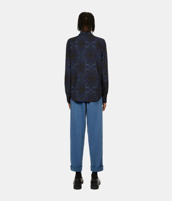 Men Shirts THE KOOPLES Black And Blue Skull Paisley Print Long Sleeve Shirt Men Shirts THE KOOPLES Black And Blue Skull Paisley Print Long Sleeve Shirt