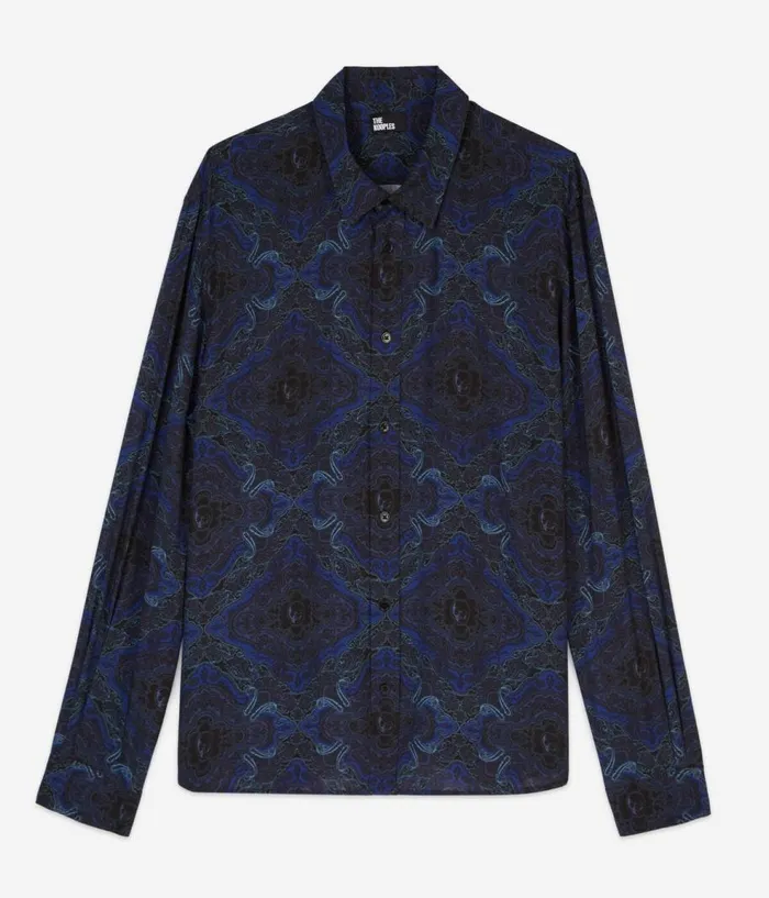 Men Shirts THE KOOPLES Black And Blue Skull Paisley Print Long Sleeve Shirt Men Shirts THE KOOPLES Black And Blue Skull Paisley Print Long Sleeve Shirt