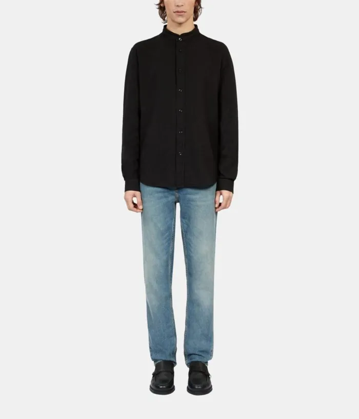 Men Shirts THE KOOPLES Black Cotton And Linen Shirt