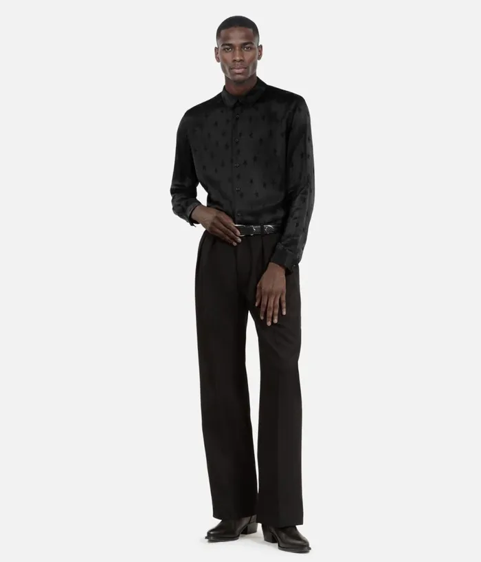 Men Shirts THE KOOPLES Black Jacquard Shirt With Stars