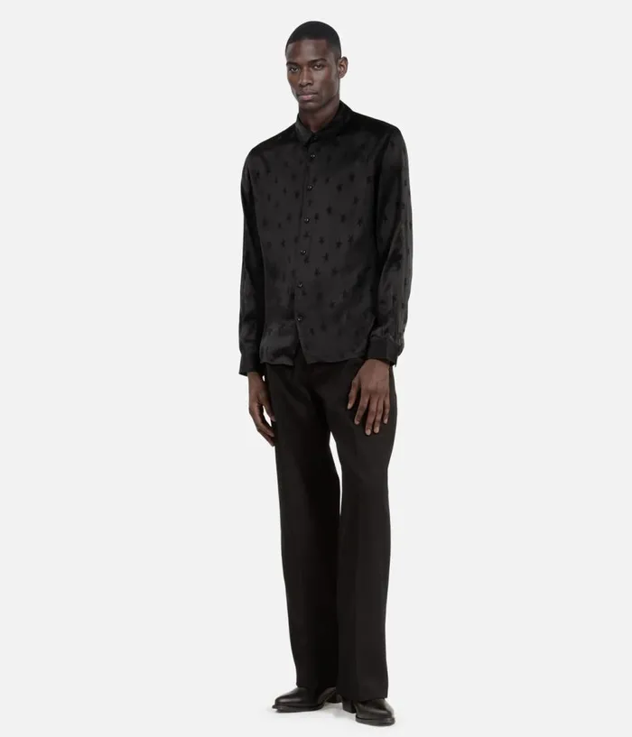 Men Shirts THE KOOPLES Black Jacquard Shirt With Stars Men Shirts THE KOOPLES Black Jacquard Shirt With Stars