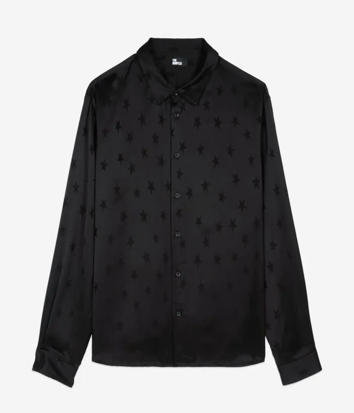Men Shirts THE KOOPLES Black Jacquard Shirt With Stars Men Shirts THE KOOPLES Black Jacquard Shirt With Stars