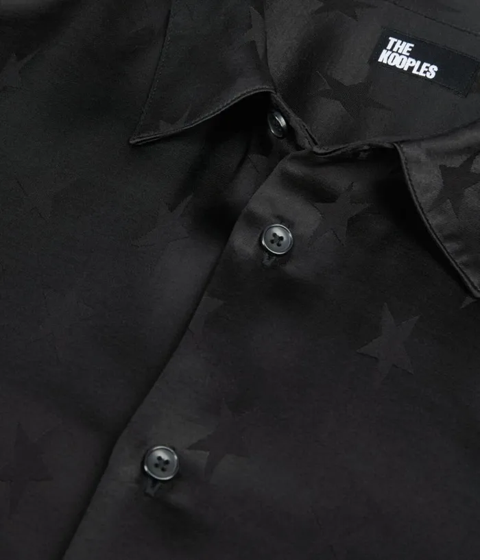 Men Shirts THE KOOPLES Black Jacquard Shirt With Stars Men Shirts THE KOOPLES Black Jacquard Shirt With Stars