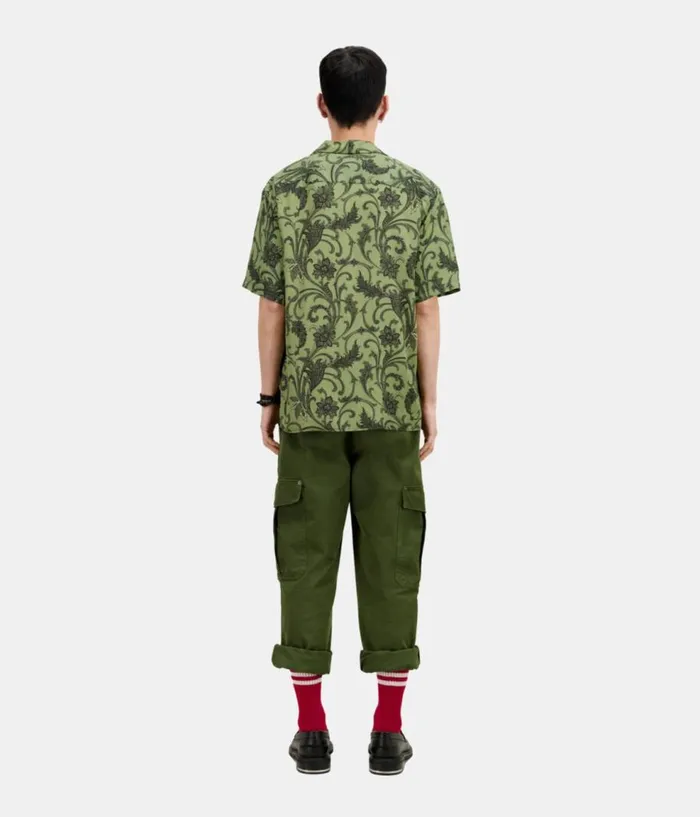 Men Shirts THE KOOPLES Green Printed Short Sleeve Shirt Men Shirts THE KOOPLES Green Printed Short Sleeve Shirt