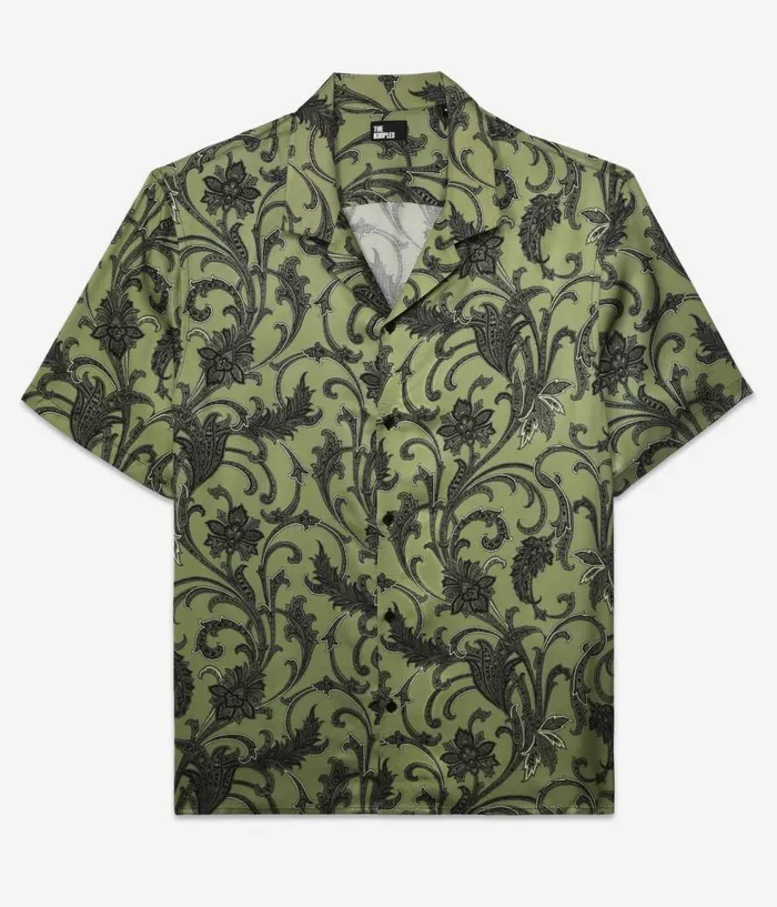 Men Shirts THE KOOPLES Green Printed Short Sleeve Shirt Men Shirts THE KOOPLES Green Printed Short Sleeve Shirt
