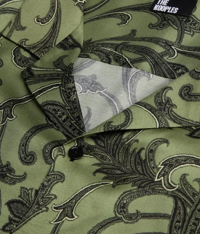 Men Shirts THE KOOPLES Green Printed Short Sleeve Shirt Men Shirts THE KOOPLES Green Printed Short Sleeve Shirt