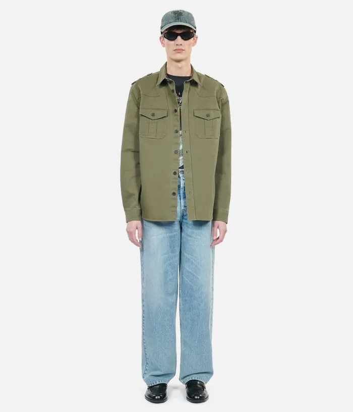 Men Shirts THE KOOPLES Khaki Officer Style Shirt Men Shirts THE KOOPLES Khaki Officer Style Shirt