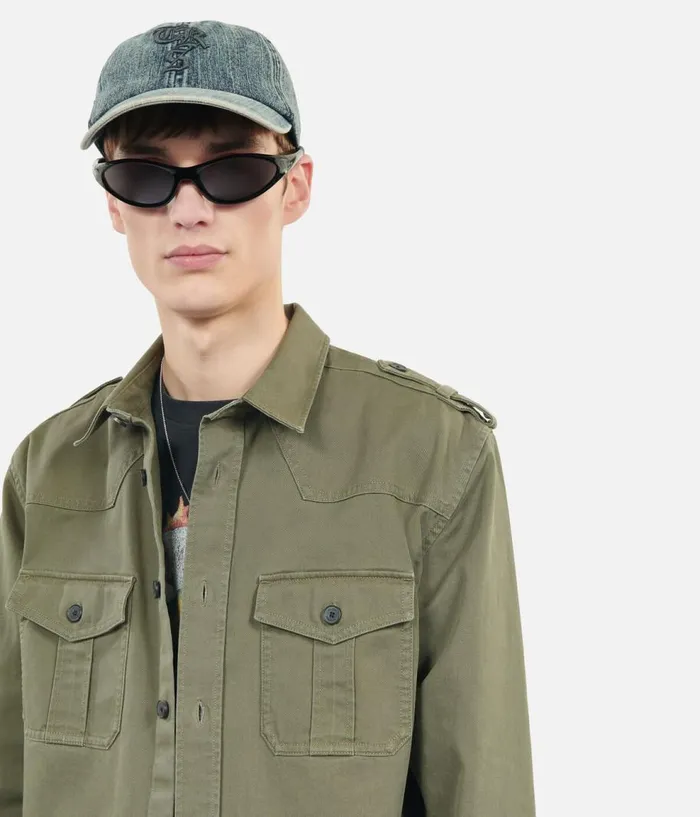 Men Shirts THE KOOPLES Khaki Officer Style Shirt Men Shirts THE KOOPLES Khaki Officer Style Shirt