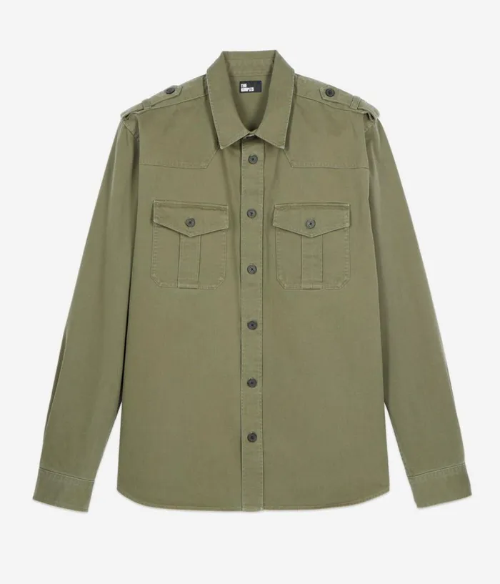 Men Shirts THE KOOPLES Khaki Officer Style Shirt Men Shirts THE KOOPLES Khaki Officer Style Shirt