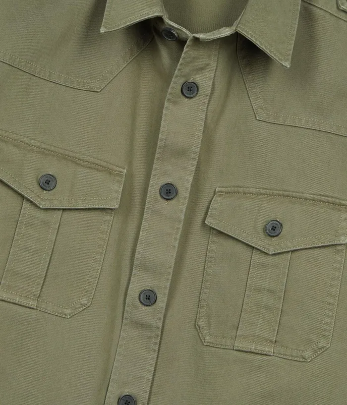 Men Shirts THE KOOPLES Khaki Officer Style Shirt Men Shirts THE KOOPLES Khaki Officer Style Shirt