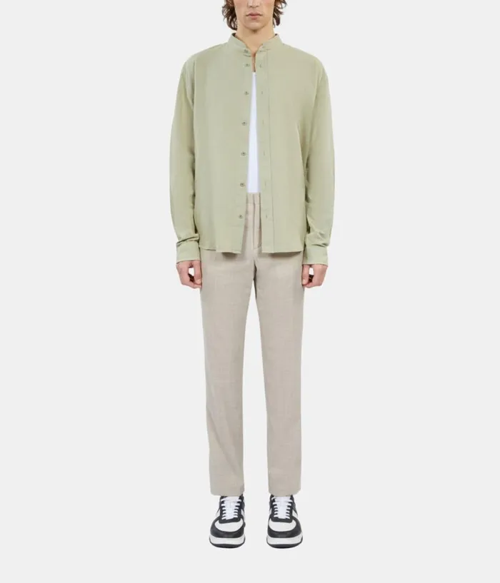 Men Shirts THE KOOPLES Light Green Cotton And Linen Shirt