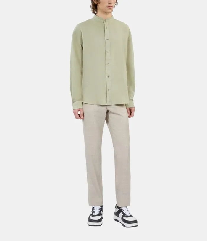 Men Shirts THE KOOPLES Light Green Cotton And Linen Shirt Men Shirts THE KOOPLES Light Green Cotton And Linen Shirt