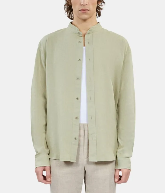 Men Shirts THE KOOPLES Light Green Cotton And Linen Shirt Men Shirts THE KOOPLES Light Green Cotton And Linen Shirt
