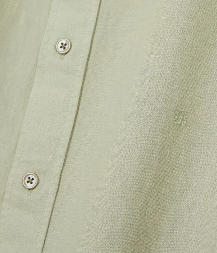 Men Shirts THE KOOPLES Light Green Cotton And Linen Shirt Men Shirts THE KOOPLES Light Green Cotton And Linen Shirt