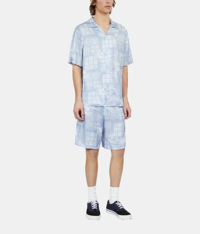 Men Shirts THE KOOPLES Sky Blue Paisley Print Short Sleeve Shirt Men Shirts THE KOOPLES Sky Blue Paisley Print Short Sleeve Shirt