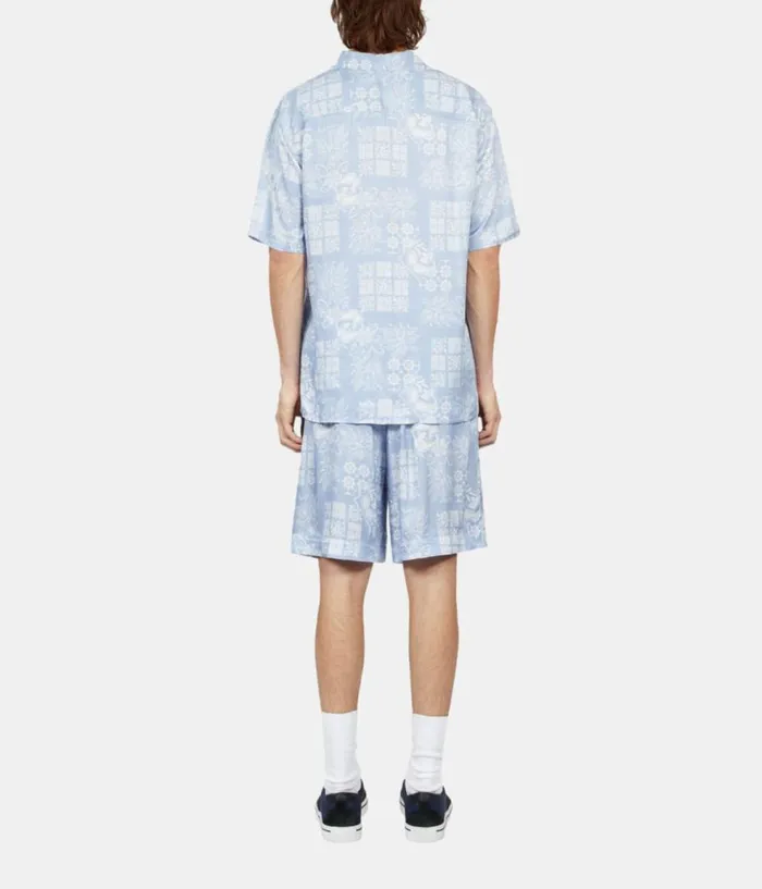 Men Shirts THE KOOPLES Sky Blue Paisley Print Short Sleeve Shirt Men Shirts THE KOOPLES Sky Blue Paisley Print Short Sleeve Shirt