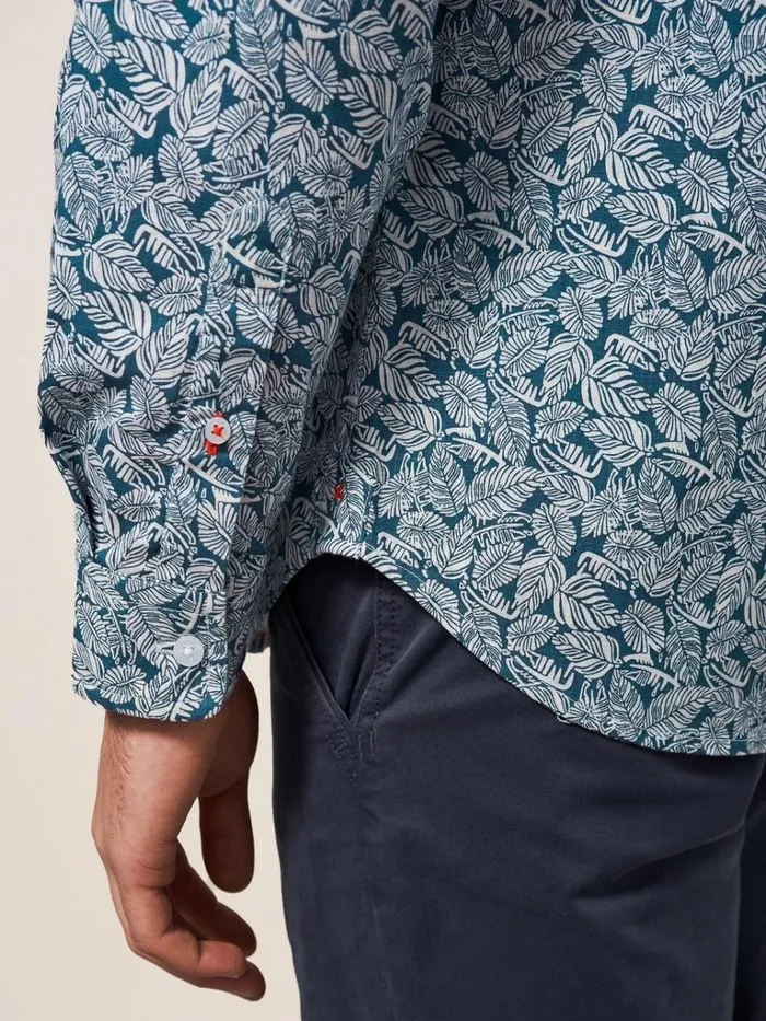 Men SHIRTS White Stuff Chorley Leaf Printed Shirt Deep Blue Men SHIRTS White Stuff Chorley Leaf Printed Shirt Deep Blue